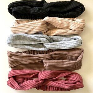 TWIST KNOTTED BOHO STRETCHY HAIR BANDS SET 5 HUACHI HEADBANDS